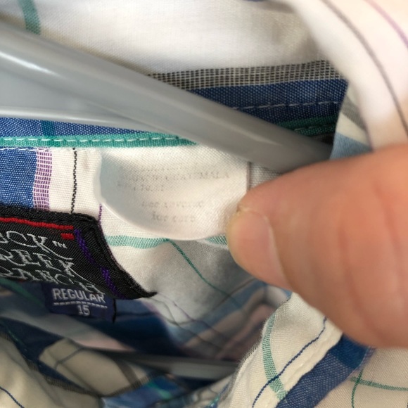 Vintage Rock Creek Ranch Blue Plaid Button Up Short Sleeve Collared Shirt - Picture 5 of 7